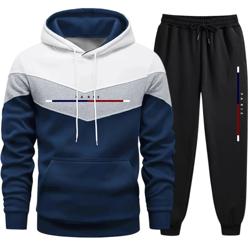 Winter Clothing Sale - Bestseller Herren-Trainingsanzug Lässiger Dreifarbiger Patchwork-Sweatshirt Outdoor-Sportbekleidung