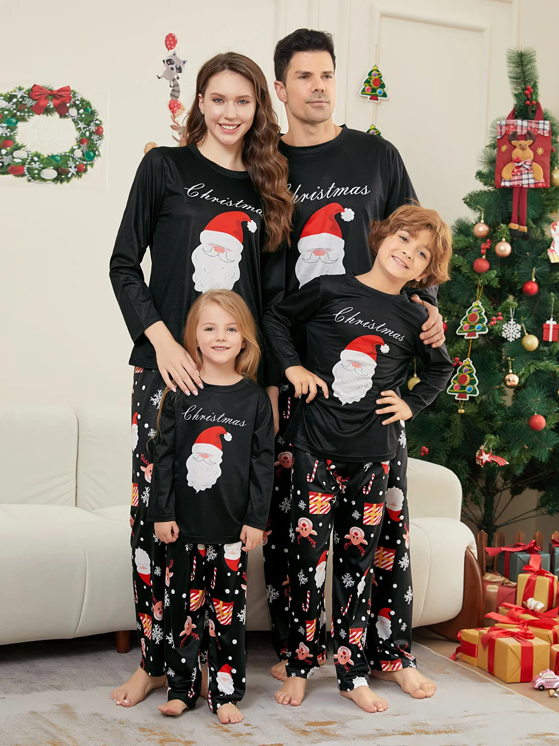 Winter Clothing Looks - Frohe Weihnachten Familie Kleidung Santa Claus