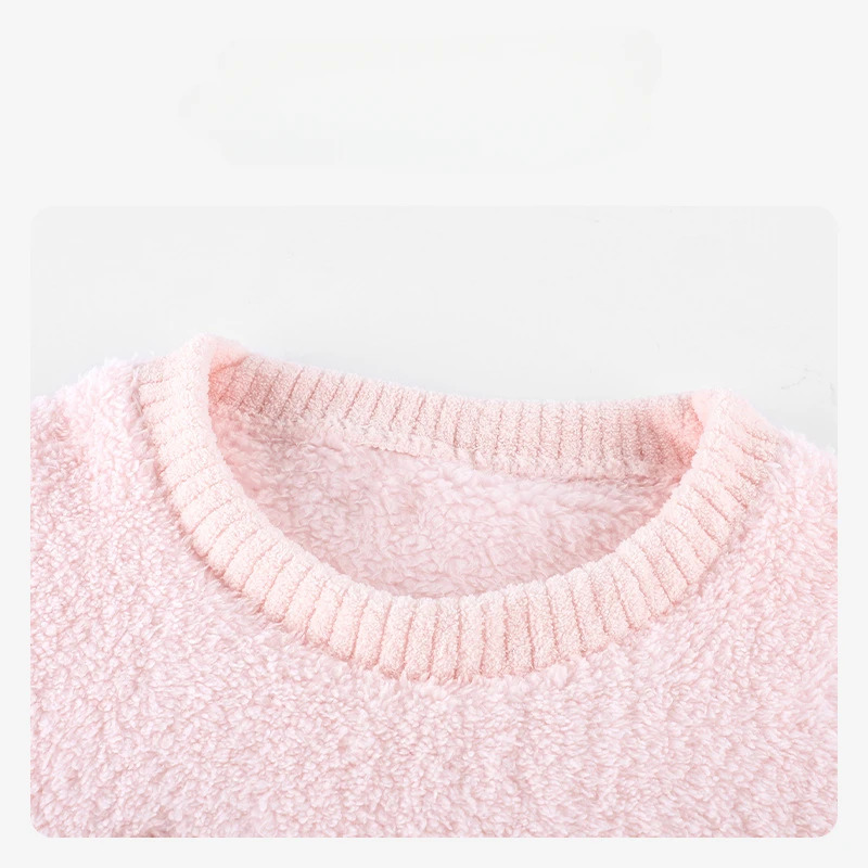 Jacket Winter Clothing - Rosa Pyjama mit Schleife, langärmelig, Rundhalsausschnitt,