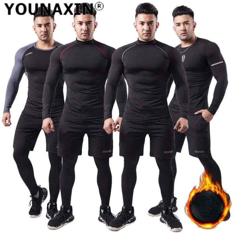 Winter Yoga Clothing - 3-stück Männer Plüsch Warme Sport Anzug