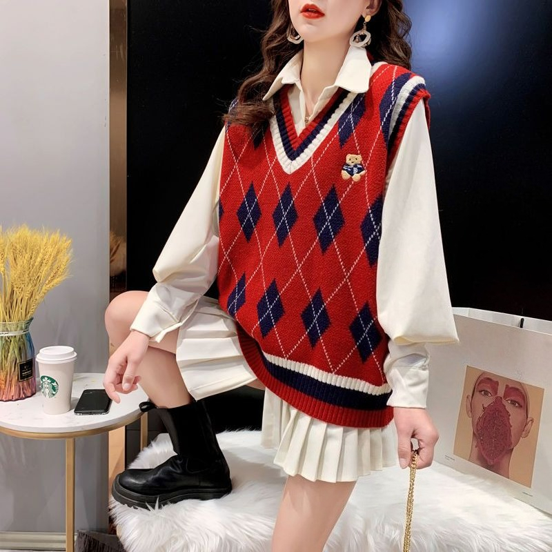 Winter Clothing Trends - Rote Strickwesten für Damen, ärmellose Weste,