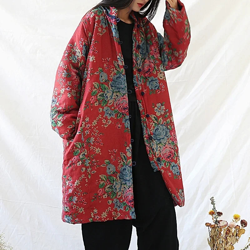 Jacket Winter Clothing - Chinesischen Stil Kleidung Warme Baumwolle Druck