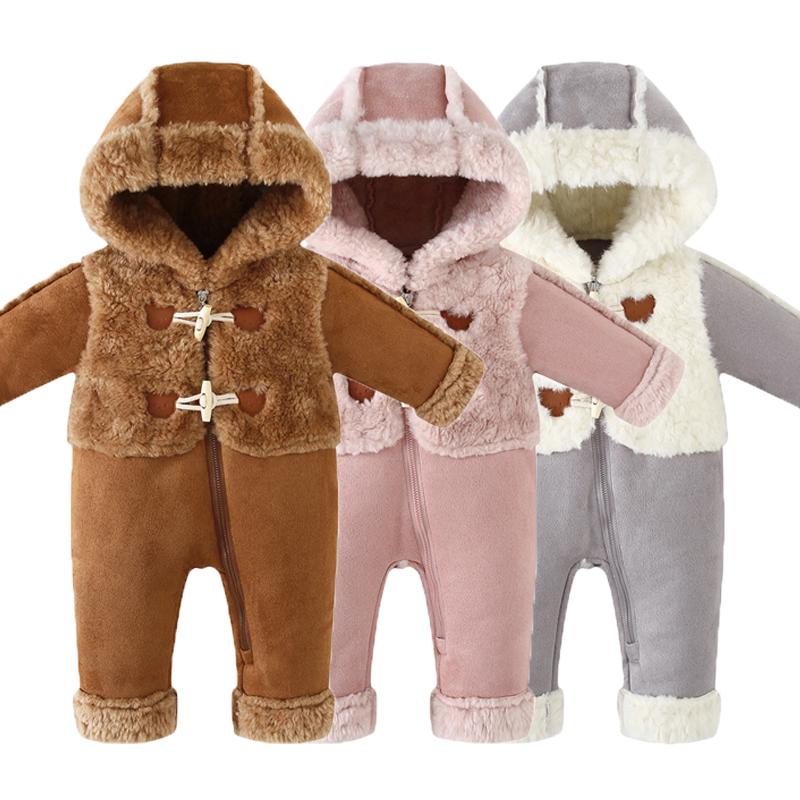 Winter Clothing Newborn - Neugeborenen-Baby-Overall Herbst Winter Baby-Strampler mit Kapuze