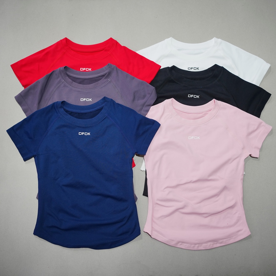 Winter Yoga Clothing - DFDK Damen-T-Shirt, elastisch, schmal geschnitten, kurzärmelig,
