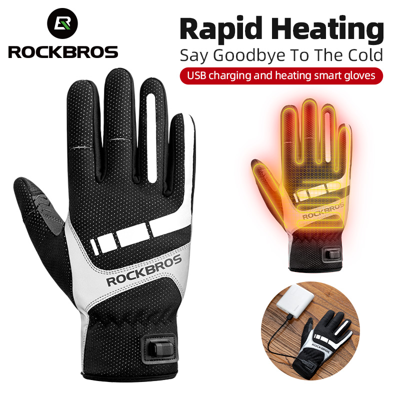 Heated Gloves Electric - ROCKBROS Beheizter Winterhandschuh, Fahrradhandschuhe, USB, elektrisch,