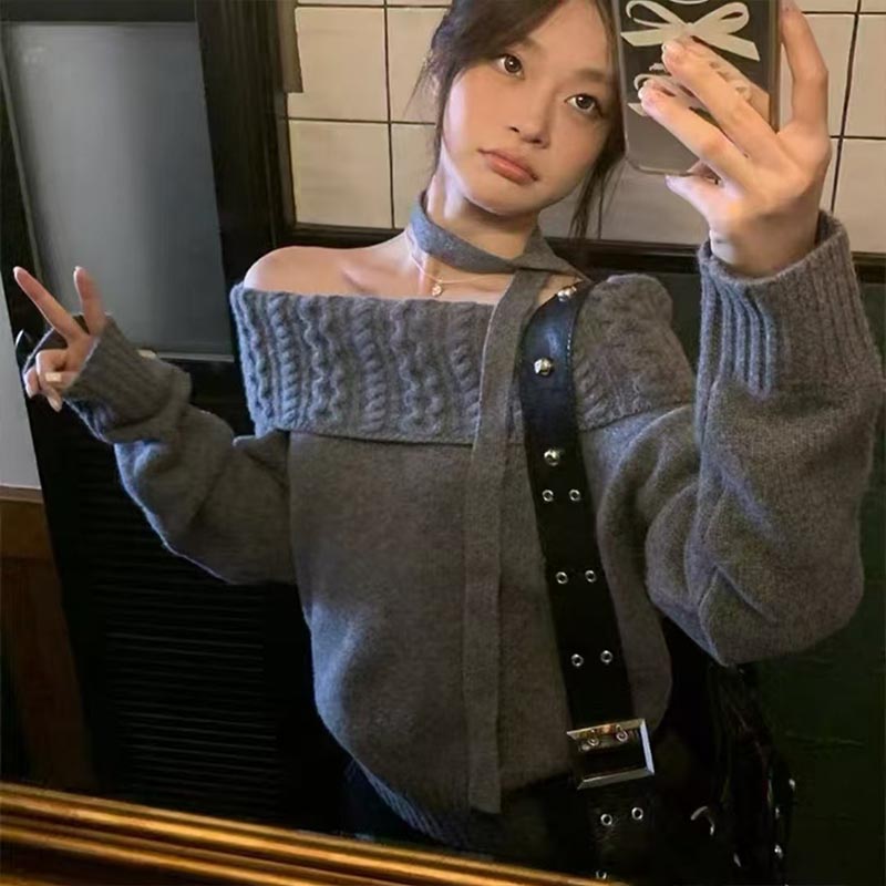 Winter Clothing Trends - Frauen Kleidung Mode Slash Neck Langarm