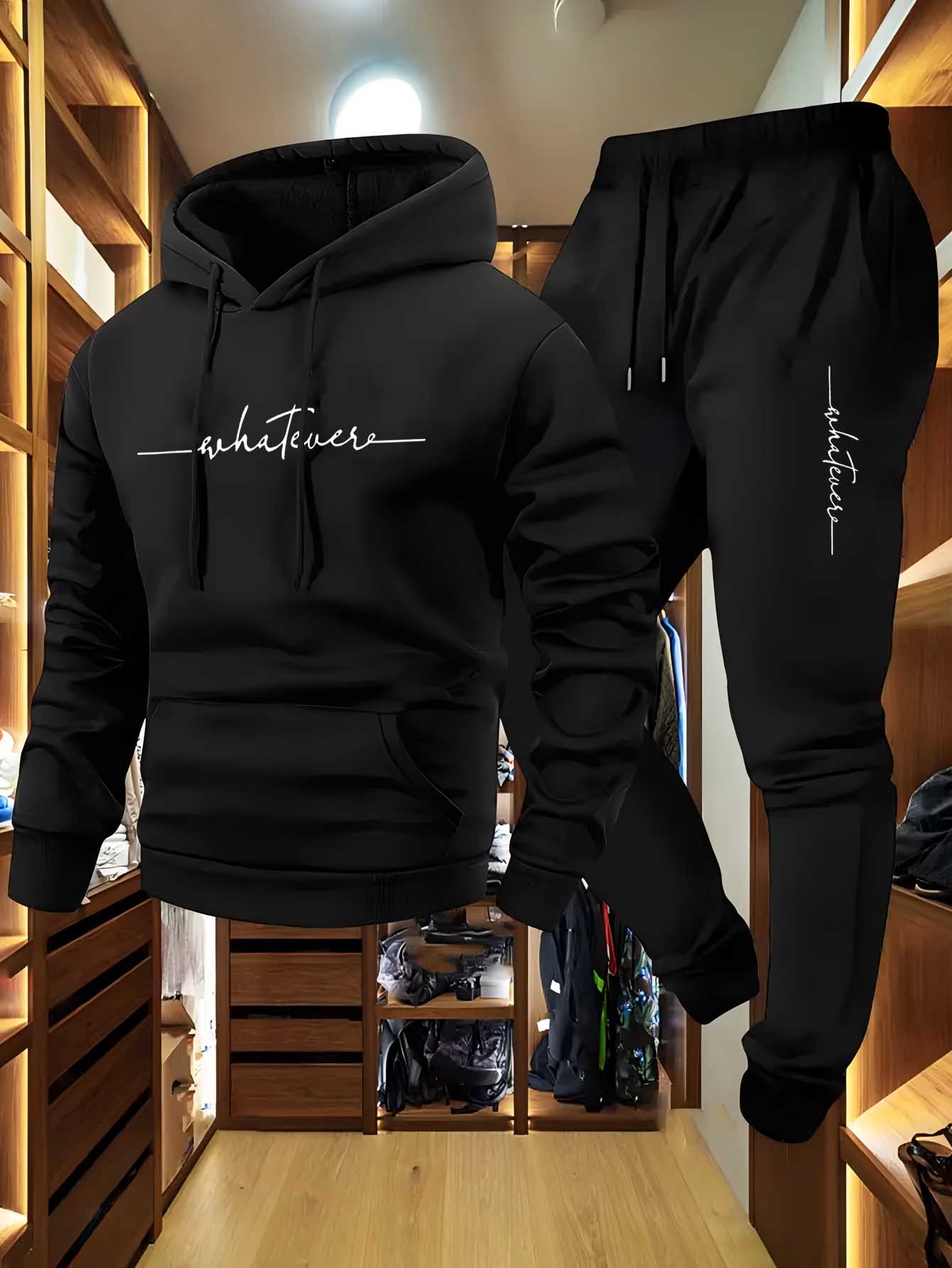 Winter Clothing Trends - 2-teiliger Fleece-Trainingsanzug für Herren, dicke Kapuzenpullover
